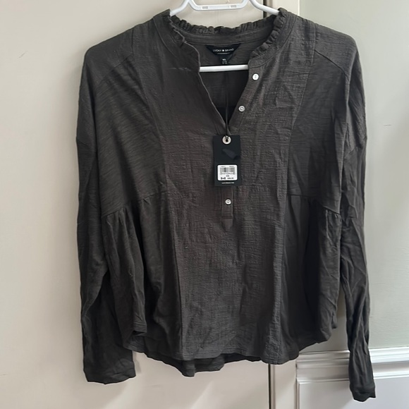 Nwt Lucky Brand blouse Xs grey - Picture 1 of 7